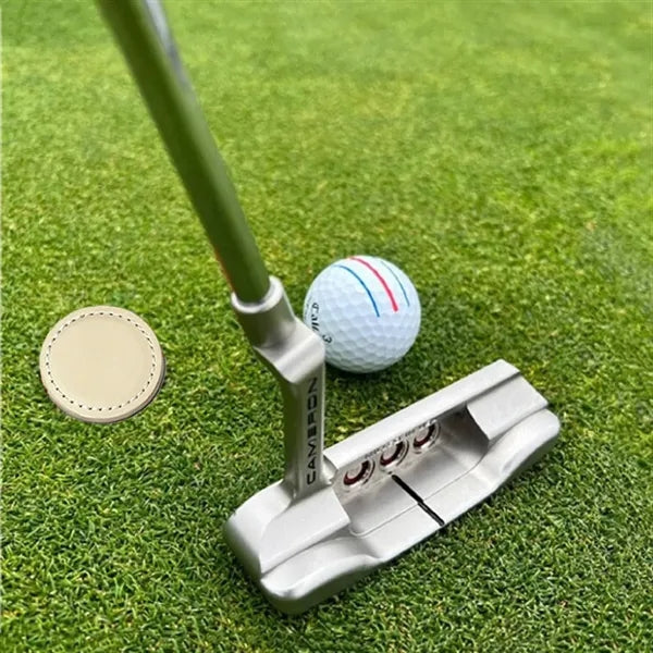 Durable Compact  Magnetic PU Leather Round Golf Ball Marker