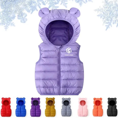 Winter bear ears zipper up jacket baby boy girl hooded vest