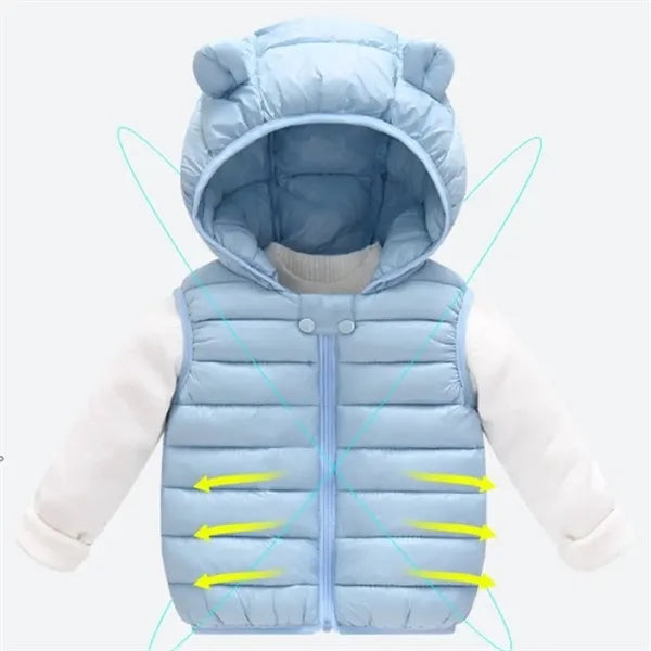 Winter bear ears zipper up jacket baby boy girl hooded vest