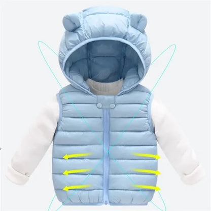 Winter bear ears zipper up jacket baby boy girl hooded vest