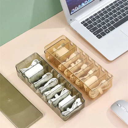 Waterproof 8-Cube Cable Storage Organizer with Dustproof Lid
