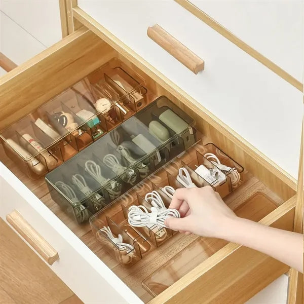 Waterproof 8-Cube Cable Storage Organizer with Dustproof Lid