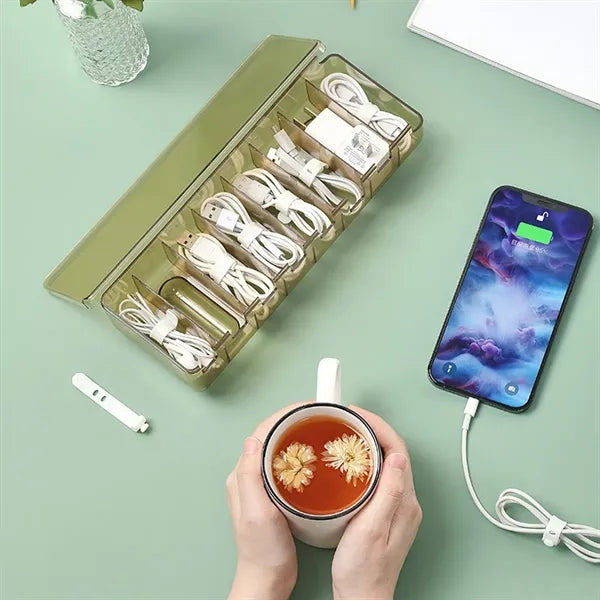 Waterproof 8-Cube Cable Storage Organizer with Dustproof Lid