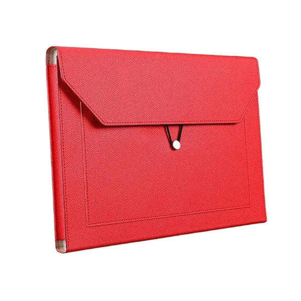 PU Leather File Bag with Elastic Closure and Zippered Pocket