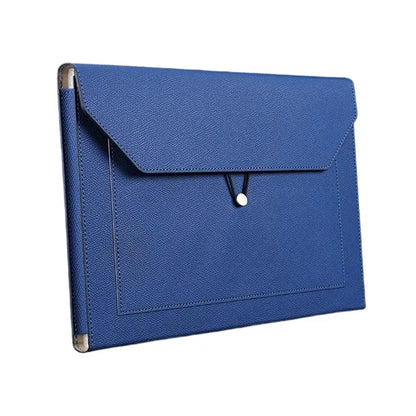 PU Leather File Bag with Elastic Closure and Zippered Pocket