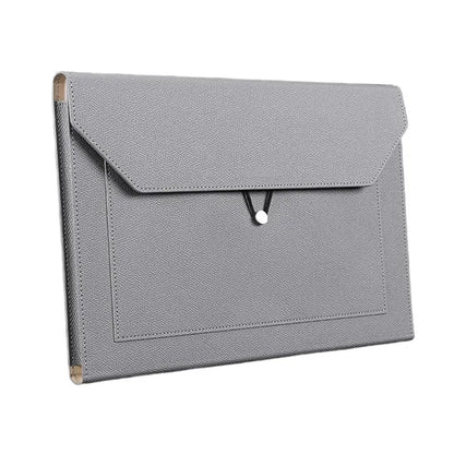 PU Leather File Bag with Elastic Closure and Zippered Pocket