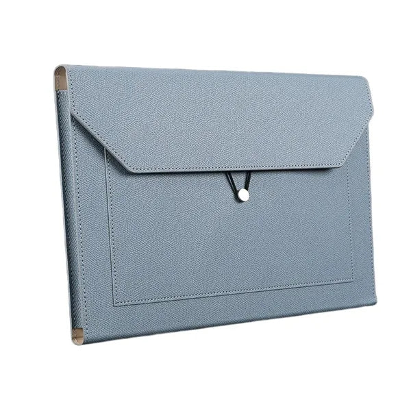 PU Leather File Bag with Elastic Closure and Zippered Pocket