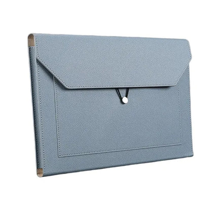 PU Leather File Bag with Elastic Closure and Zippered Pocket