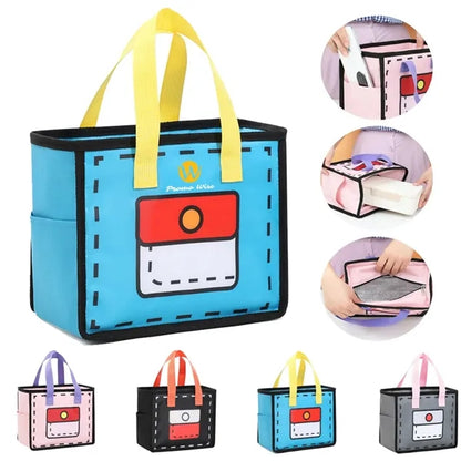Colorful Insulated Multi-Layer Lunch Bag with Side Pockets