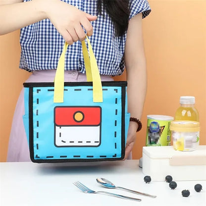 Colorful Insulated Multi-Layer Lunch Bag with Side Pockets