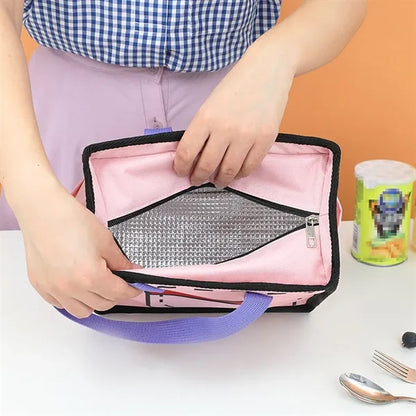 Colorful Insulated Multi-Layer Lunch Bag with Side Pockets