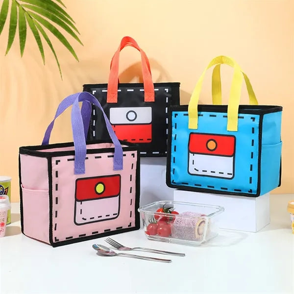 Colorful Insulated Multi-Layer Lunch Bag with Side Pockets