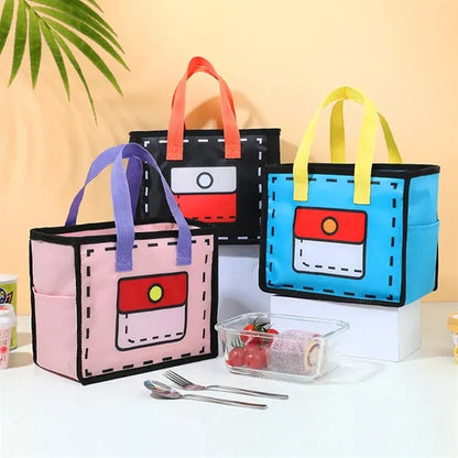 Colorful Insulated Multi-Layer Lunch Bag with Side Pockets