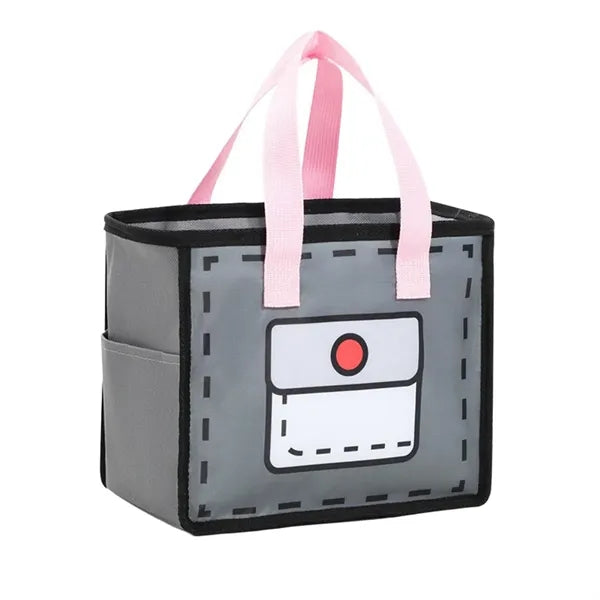 Colorful Insulated Multi-Layer Lunch Bag with Side Pockets