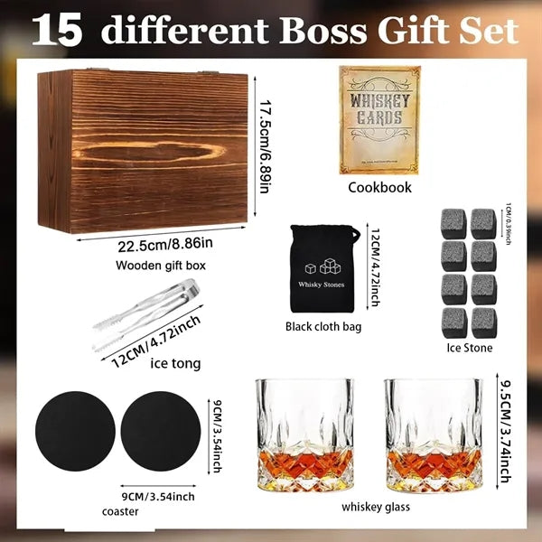 Birthday men dad husband whiskey stones glasses gifts set