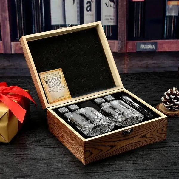 Birthday men dad husband whiskey stones glasses gifts set