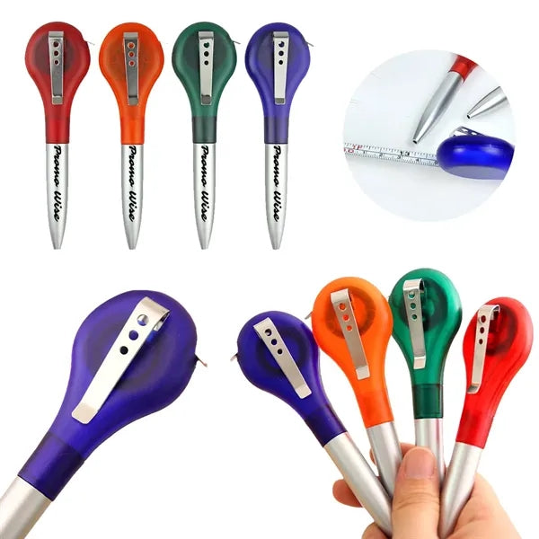 2-in-1 Portable Clips Writing Pen with Built-in Tape Measure