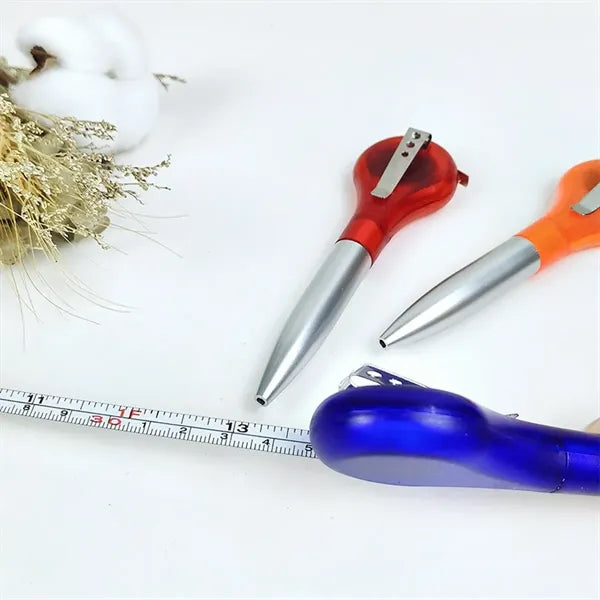 2-in-1 Portable Clips Writing Pen with Built-in Tape Measure