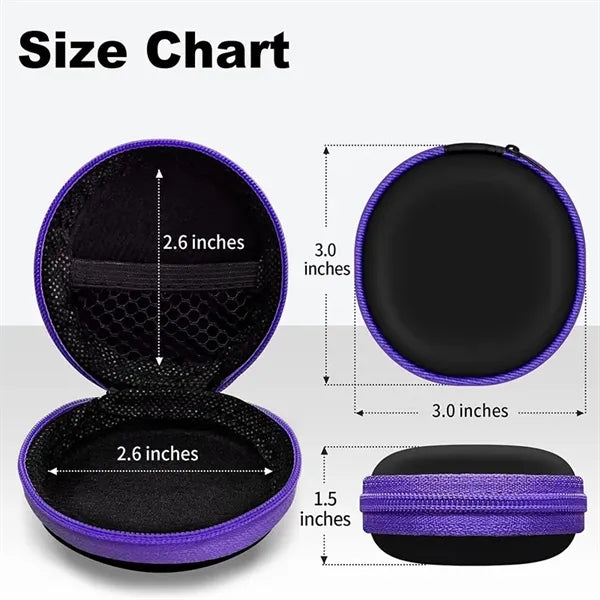 Small Round Pocket Earbud Travel Carrying Case