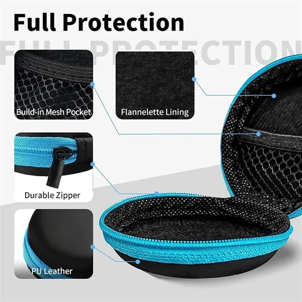 Small Round Pocket Earbud Travel Carrying Case