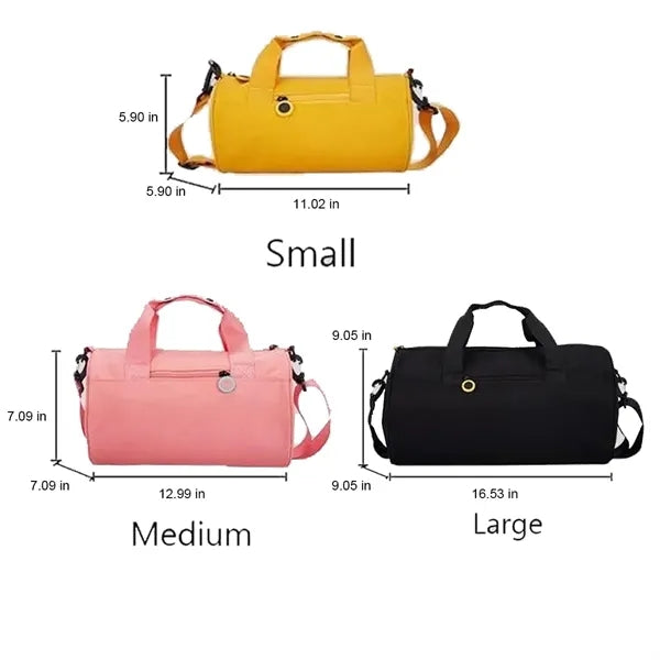 3-Size Cylindrical Waterproof Gym Bag with Shoulder Strap