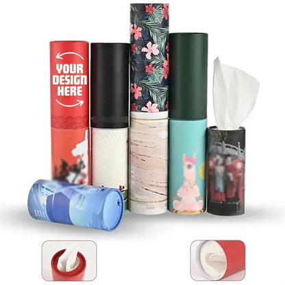 Convenient travel car cylinder holder with facial tissues