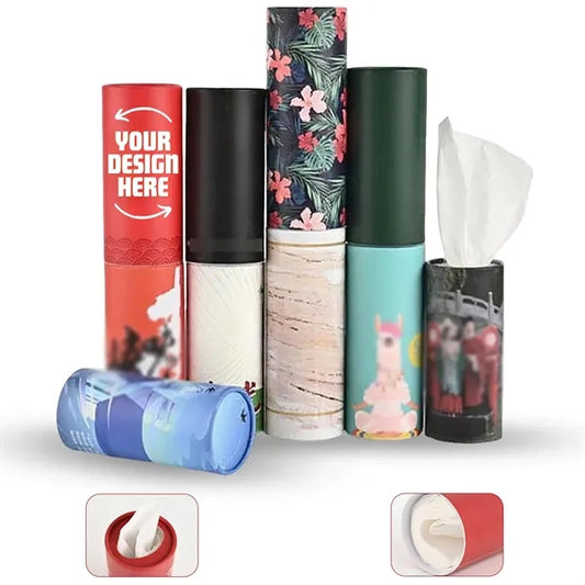 Convenient travel car cylinder holder with facial tissues