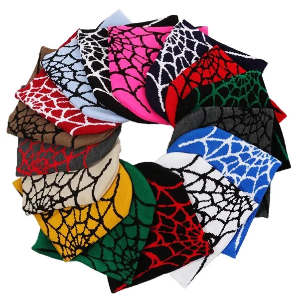Spider Web Pattern Beanie with Custom Logo