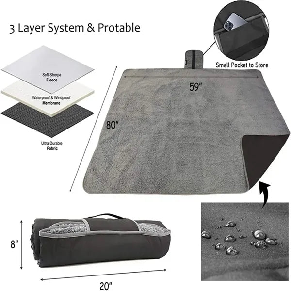 Waterproof Outdoor Blanket with Sherpa Lining