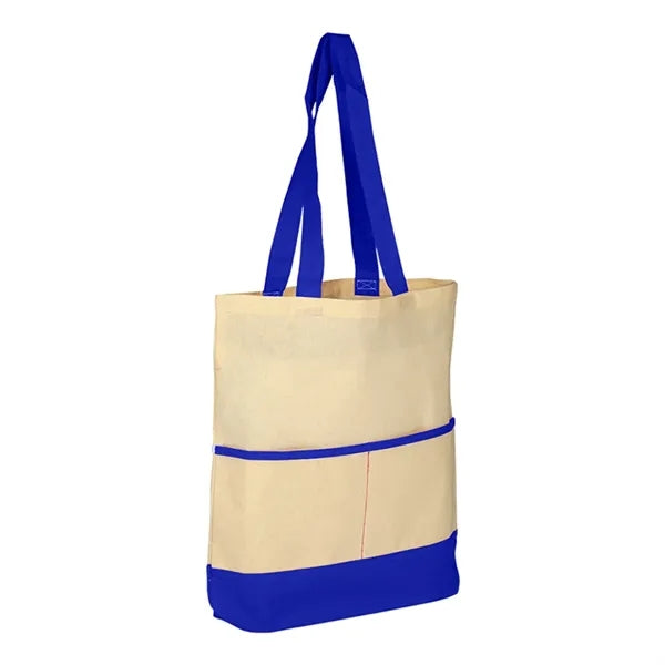 Cotton Lightweight Accent Color Tote ( 14.5"W X 17"H X 3" )