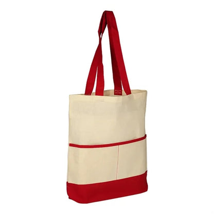 Cotton Lightweight Accent Color Tote ( 14.5"W X 17"H X 3" )