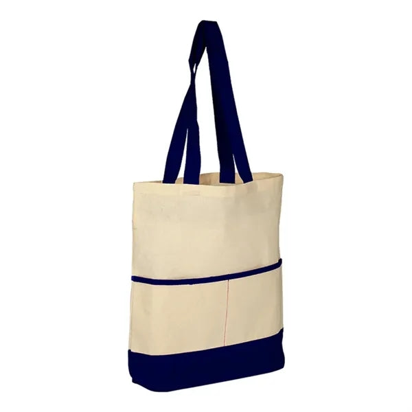 Cotton Lightweight Accent Color Tote ( 14.5"W X 17"H X 3" )
