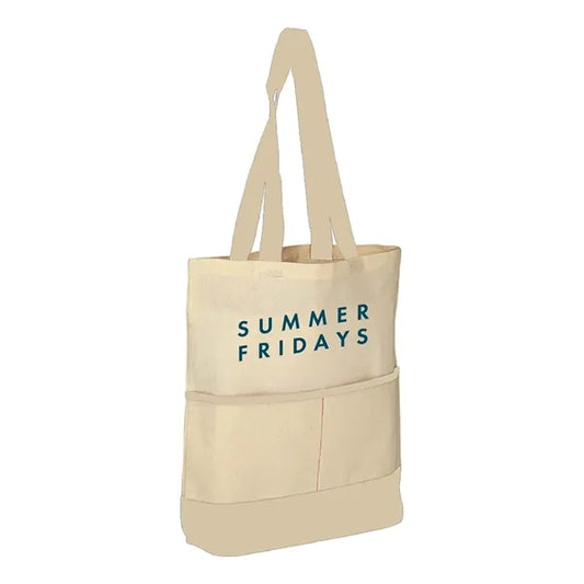 Cotton Lightweight Accent Color Tote ( 14.5"W X 17"H X 3" )