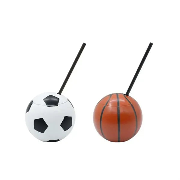 15Oz. Soccer Ball Shaped Tumbler with Straw