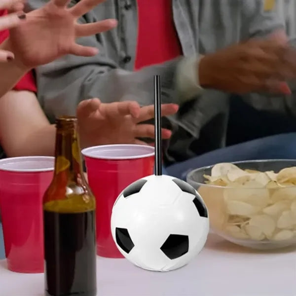 15Oz. Soccer Ball Shaped Tumbler with Straw