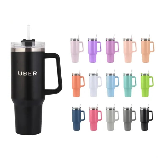 40 oz Vacuum Tumbler w/ Handle & Straw