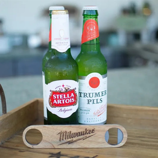 Slim Profile with Integrated Metal Jaw Wood Bottle Opener