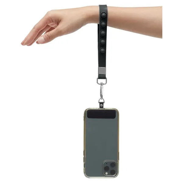 Push Pop Wrist Strap Keychain With Phone Holder