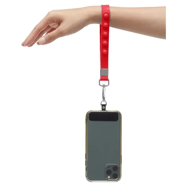 Push Pop Wrist Strap Keychain With Phone Holder