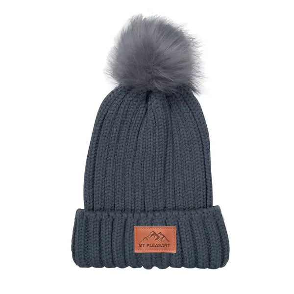 Leeman Knit Beanie With Fur PomPom