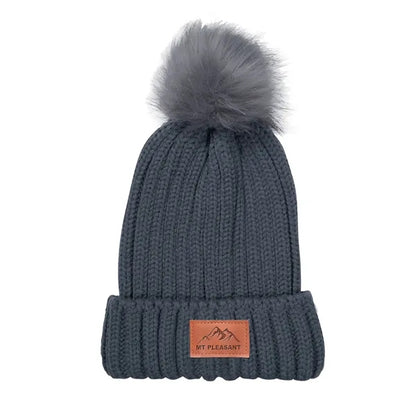 Leeman Knit Beanie With Fur PomPom