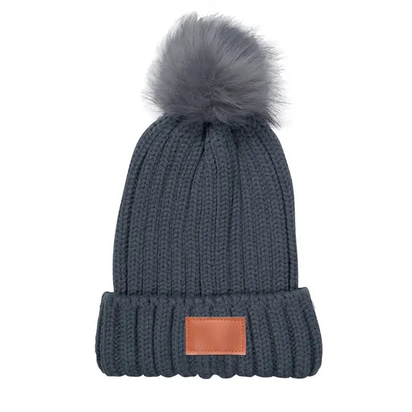 Leeman Knit Beanie With Fur PomPom