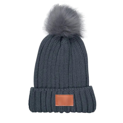 Leeman Knit Beanie With Fur PomPom