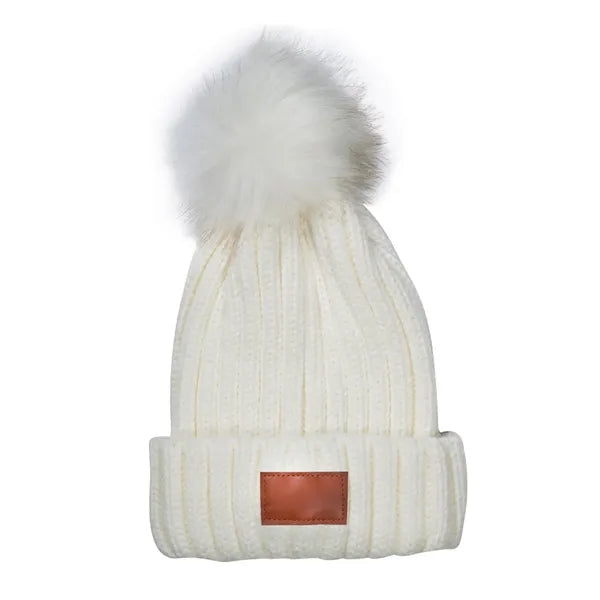 Leeman Knit Beanie With Fur PomPom