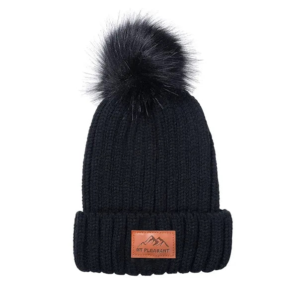 Leeman Knit Beanie With Fur PomPom