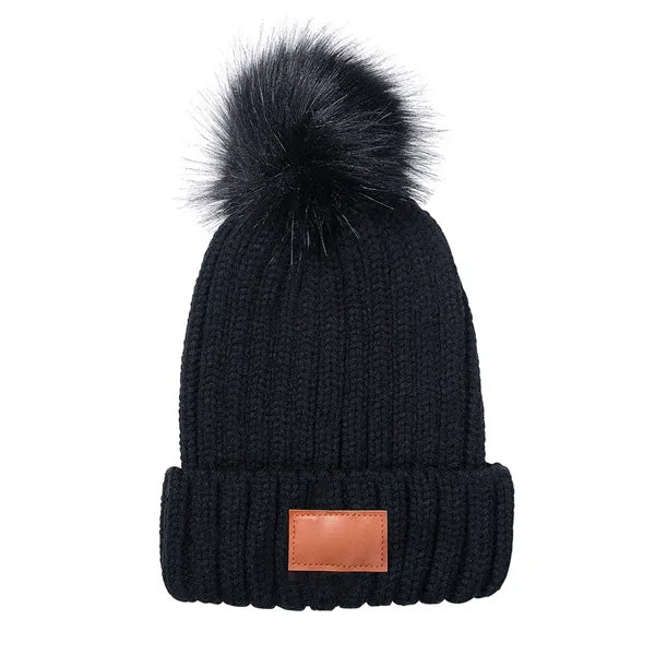 Leeman Knit Beanie With Fur PomPom