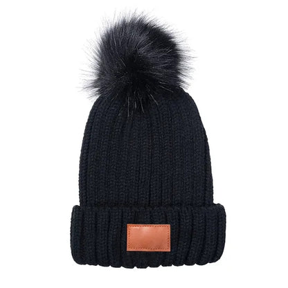 Leeman Knit Beanie With Fur PomPom