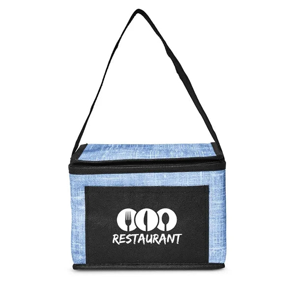 Denim Pattern Non-Woven 6-Pack Lunch Cooler Bag