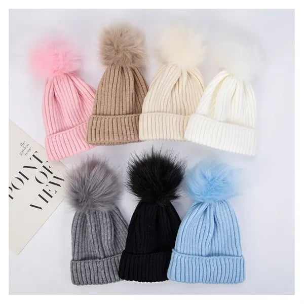 Kids Winter Warm Pompom Hat