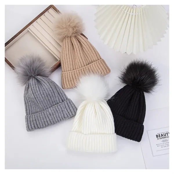 Kids Winter Warm Pompom Hat